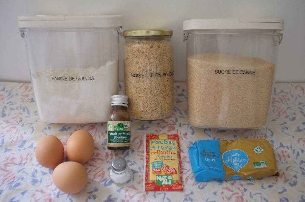 Ingrédients pour les madeleines sans gluten à la noisette