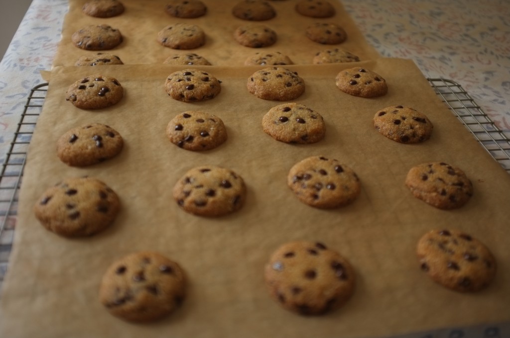 les cookies à la sortie du four doivent refroidir sur le papier cuisson