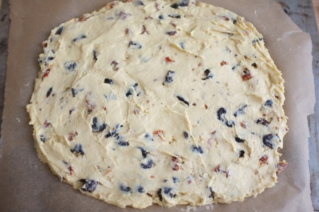 La foccacia avant d'être enfournée