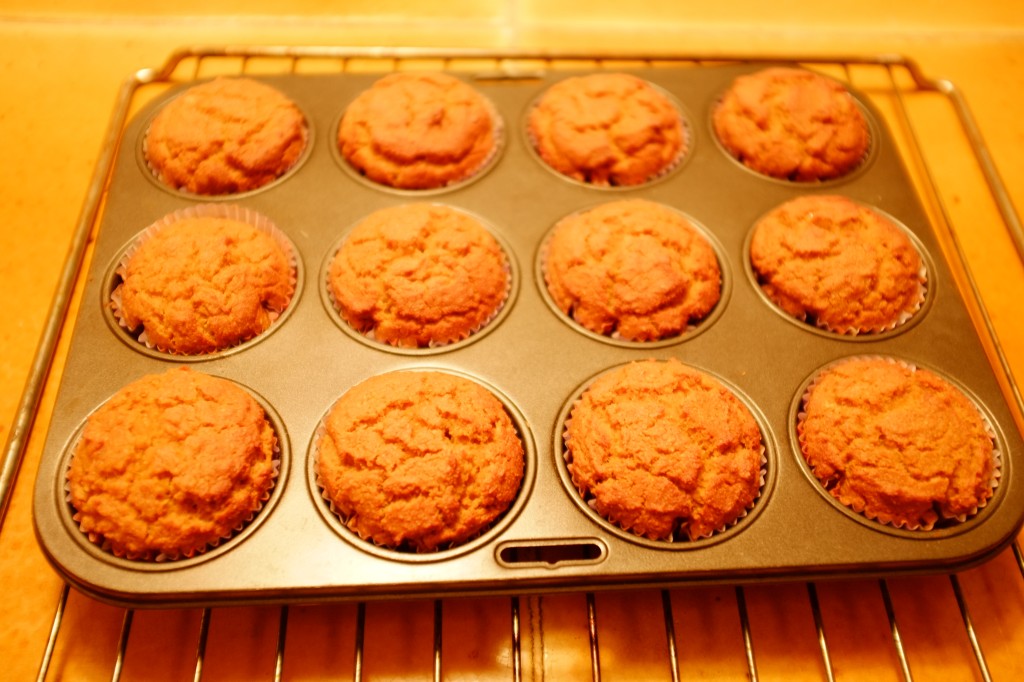 Les muffins au potiron à la sortie du four