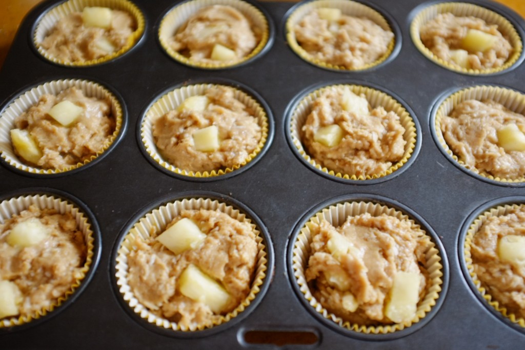 Les muffins ananas et noix de coco avant d'être enfournés