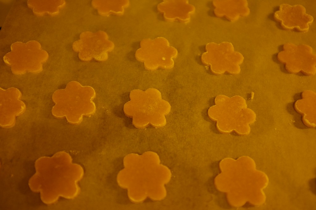 Les biscuits 'marguerite" avant d'être enfournés