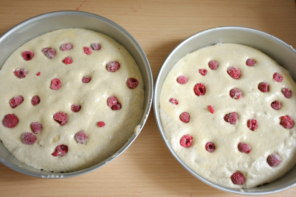 Les gâteau à la framboise avant d'être enfournés