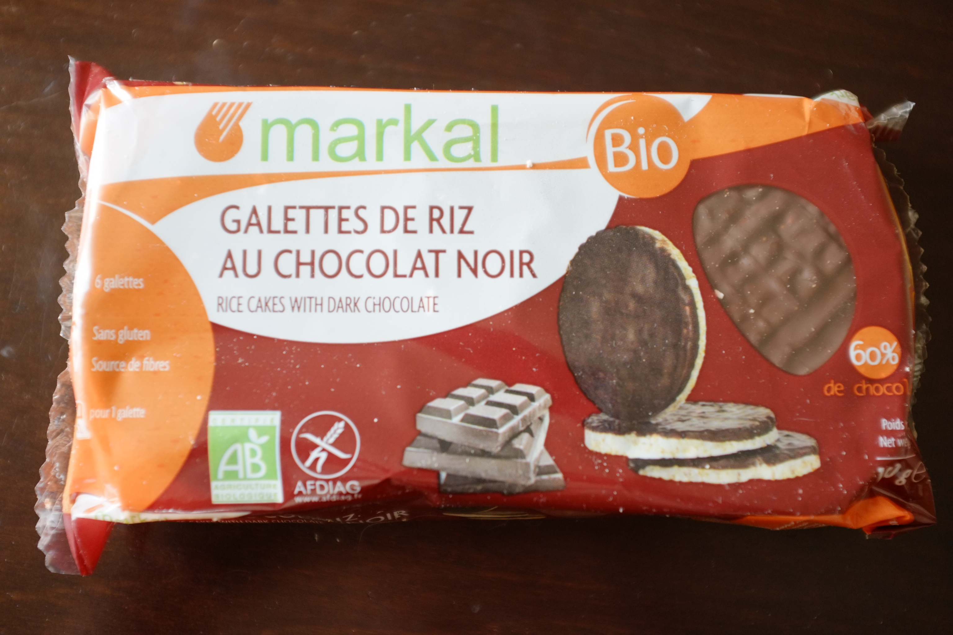 Galettes de riz au chocolat noir (60%) bio - Markal