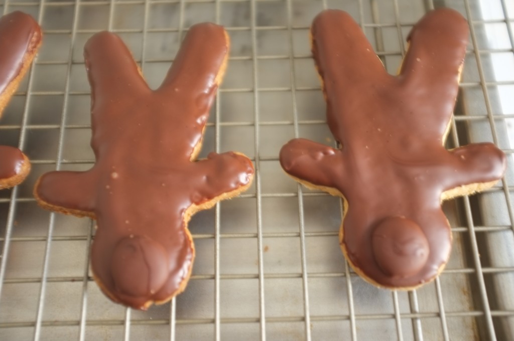 Les nez sont collés sur les biscuits Rudolphe sans gluten 