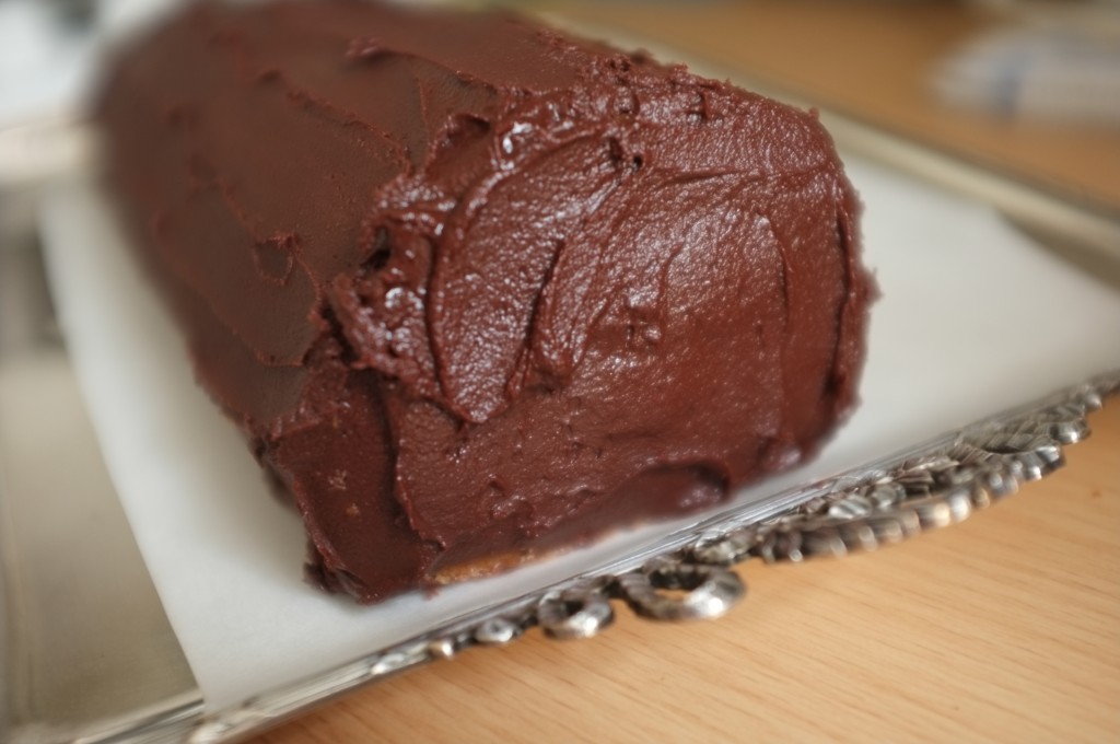 le devant de la bûche sans gluten à la crème de marron et chocolat noir