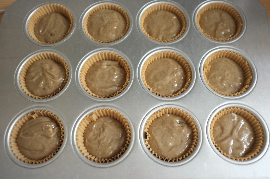 les muffins sans gluten au sarrasin avant d'e^tre enfournés