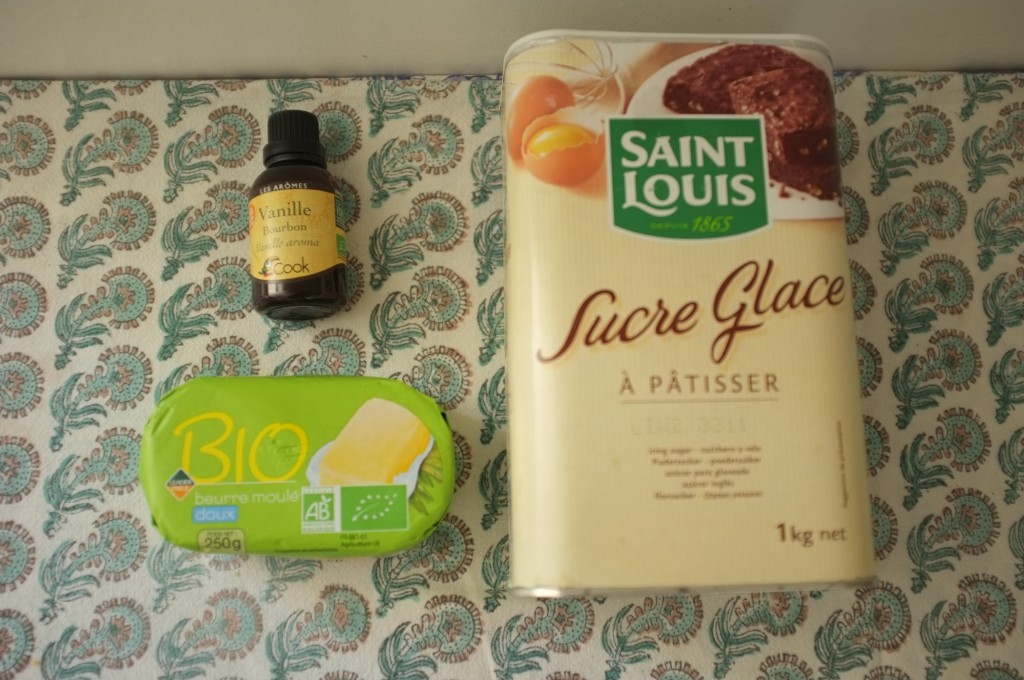 Les ingrédients sans gluten pour la crème au beurre.