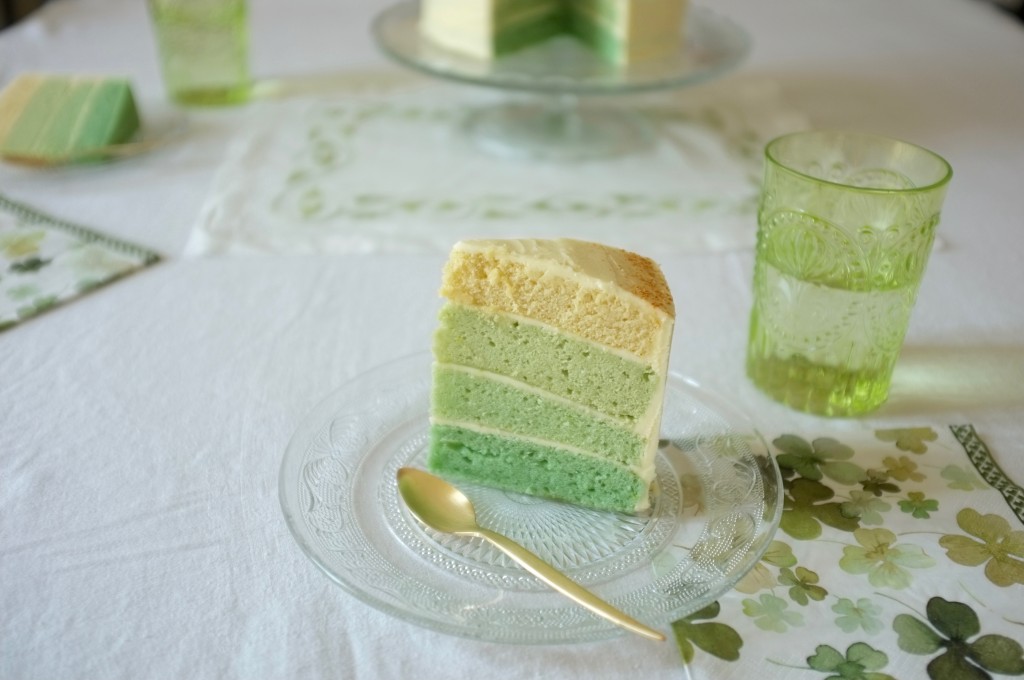 Le gâteau ombré sans gluten pour la St Patrick