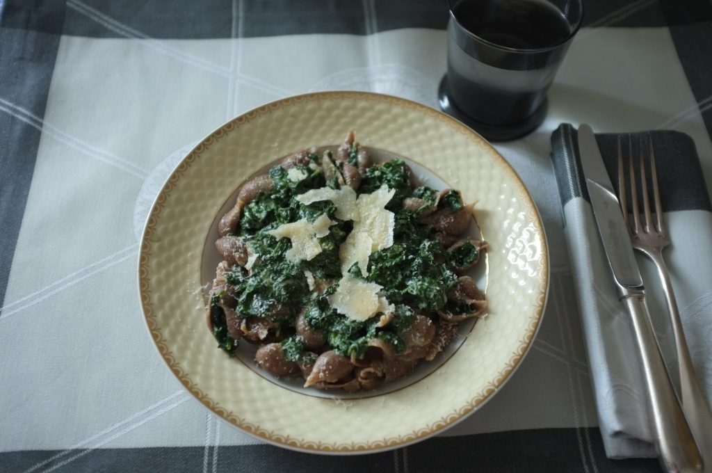 Mes pâtes au lin à l sauce d'épinards et parmesan. Une vraie merveille.