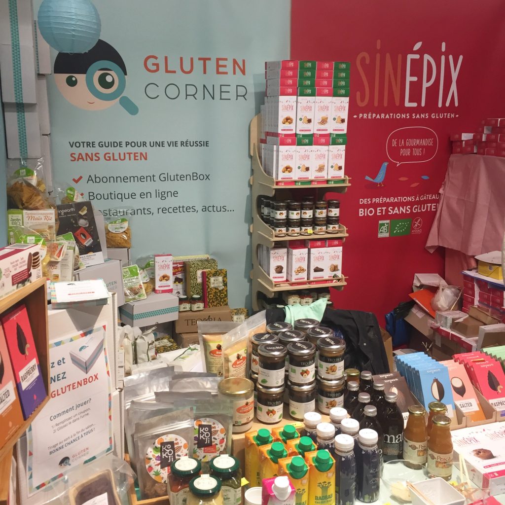 Le Stand de Gluten Corner,  avec une selections de produits sans gluten